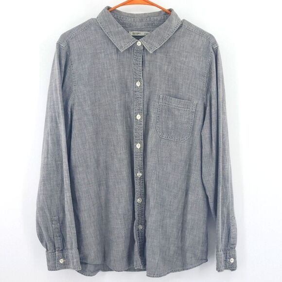 Old Navy Chambray Shirt Mens Size XL Gray Button Down Casual Normcore Everyday - Picture 1 of 6